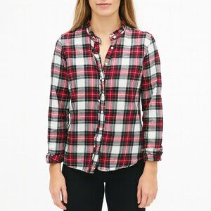 J Crew Women's Button Down Plaid Shirt Long Sleeve Size Small Red White